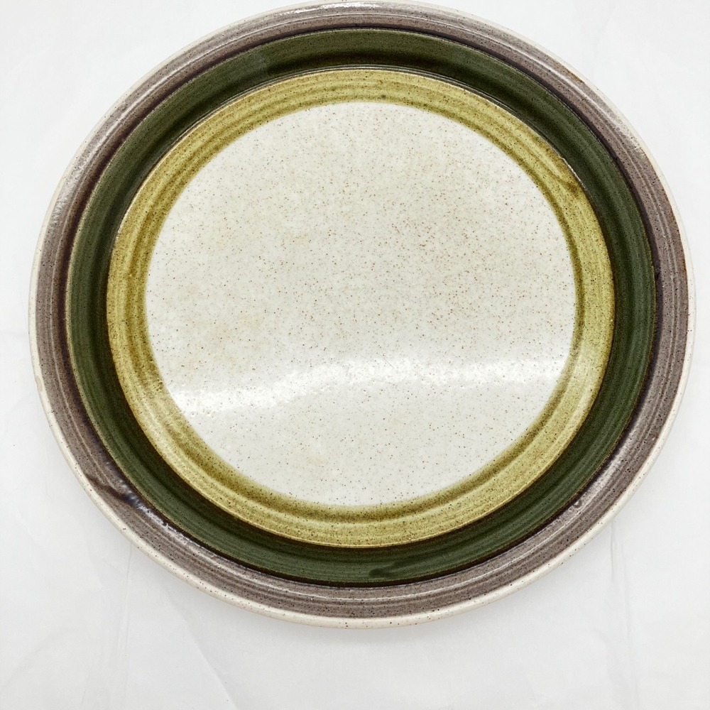 Shannon Dinner Plate Aran Stone Rheinstone 10.5in Green Brown Vintage Ireland